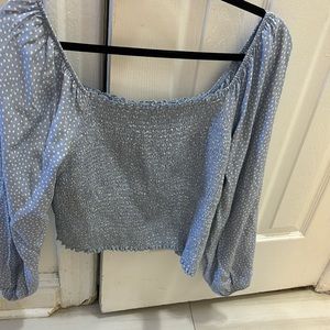 Stretchy blue polka dot top